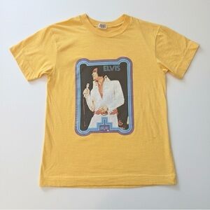 VINTAGE 70s Retro Elvis Presley Golden Anchor 100% Cotton Tee 1935-1977 | Small